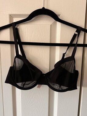 Auden Women's Mesh Unlined Bra - Adjustable Strap, Underwire, Sheer Mesh 34C